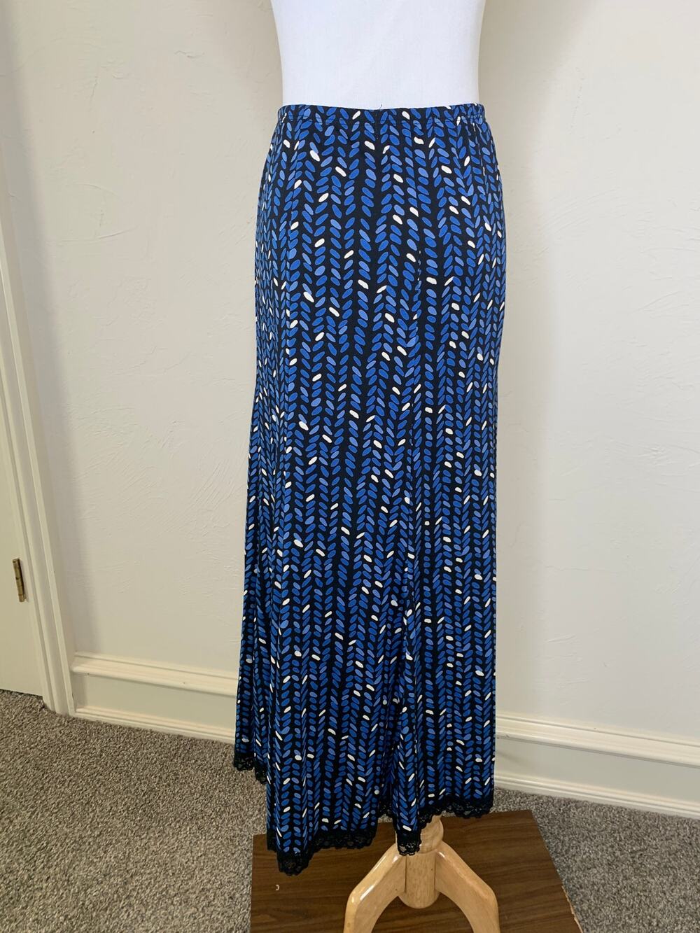 Vintage Knit Midi Skirt Flared Gored Insets Sz Medium whimsygoth Preppy Retro